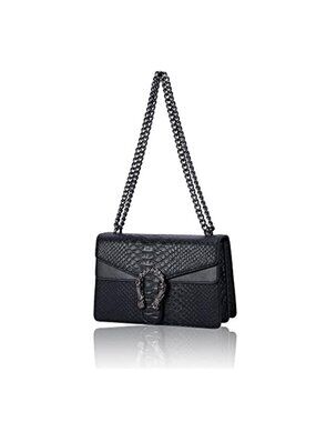 Snakeskin Crossbody Bag Chain Shoulder Purse Faux Leather Flap Handbag Women